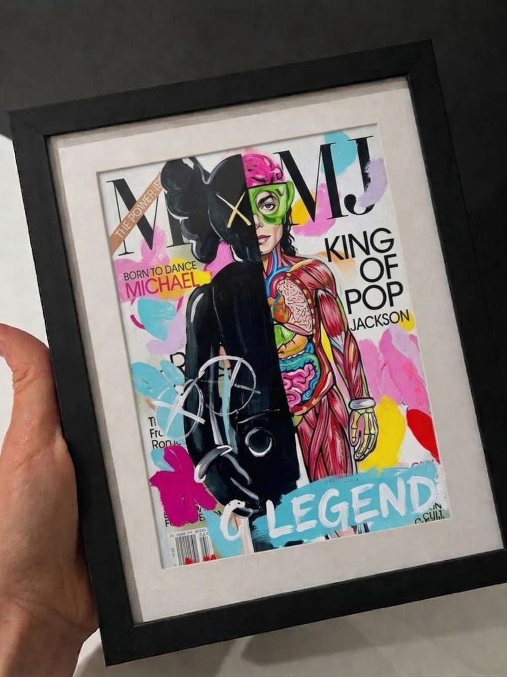 Framed KAWS Style x Michael Jackson "King of Pop" Art Print
